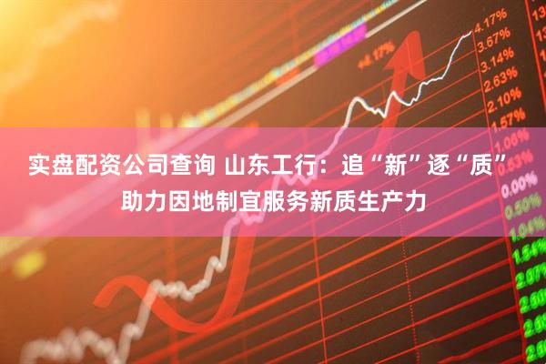 实盘配资公司查询 山东工行：追“新”逐“质” 助力因地制宜服务新质生产力
